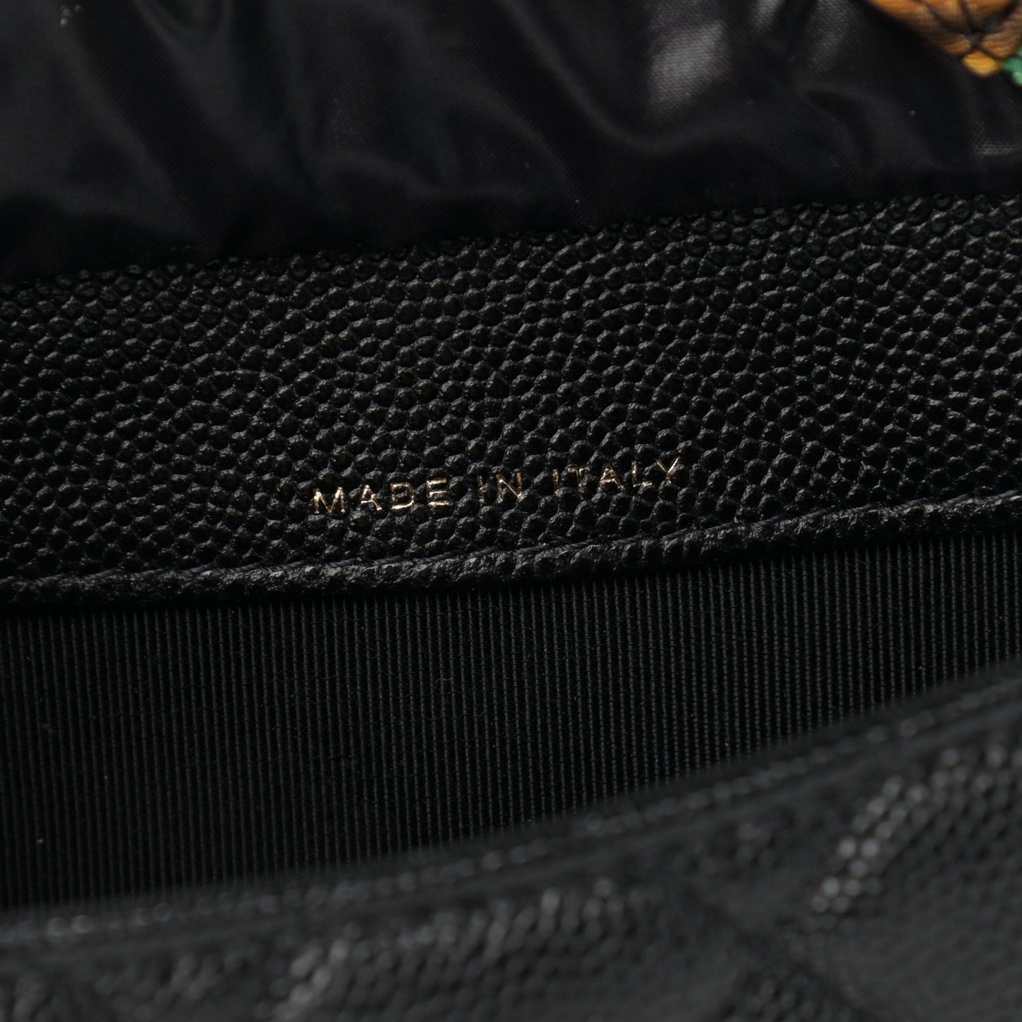 Caviar Fabric Graffiti Foldable Tote Bag With Chain Black Multicolor