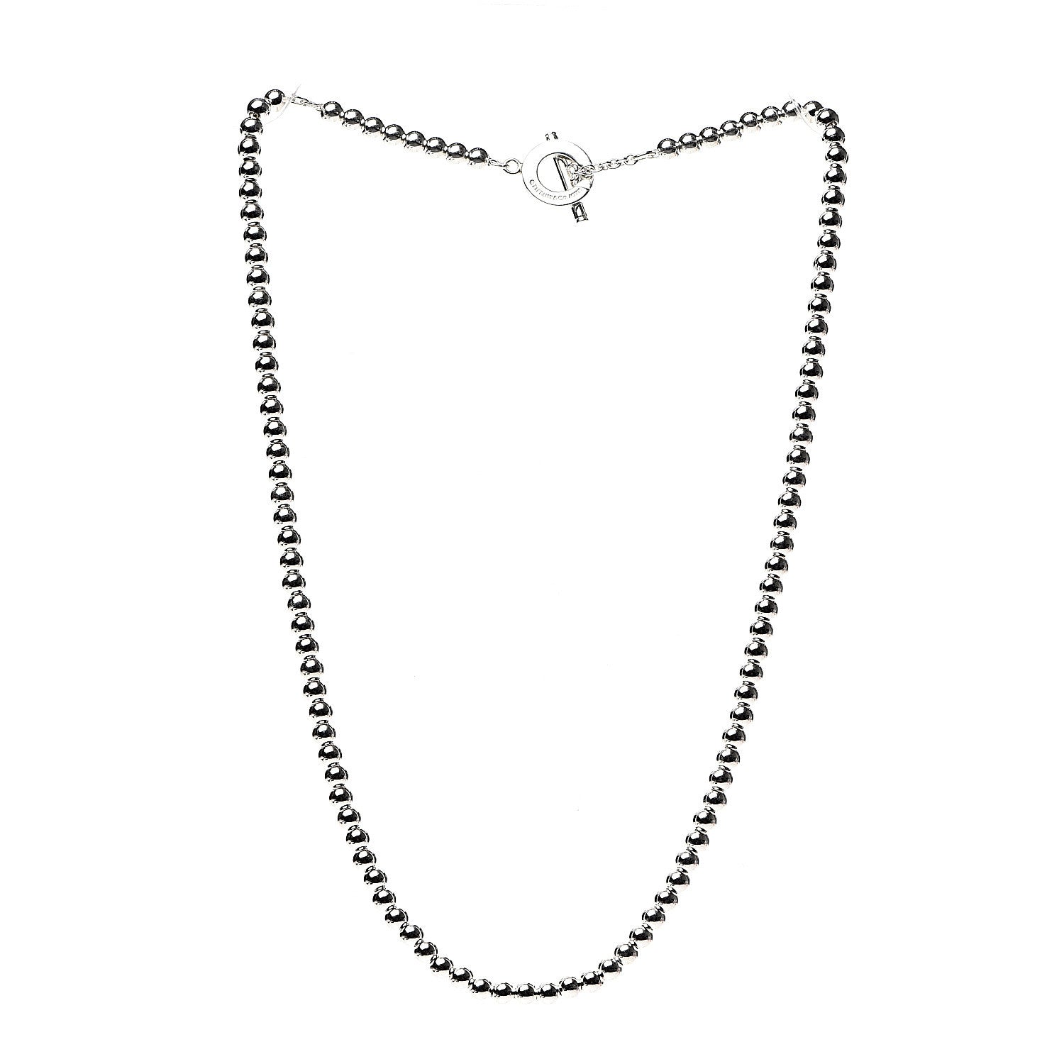 Tiffany Sterling Silver 4mm Beads Toggle Necklace 2 of 3