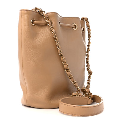 Chanel Caviar Deauville Drawstring Bucket Bag Beige 3 of 11
