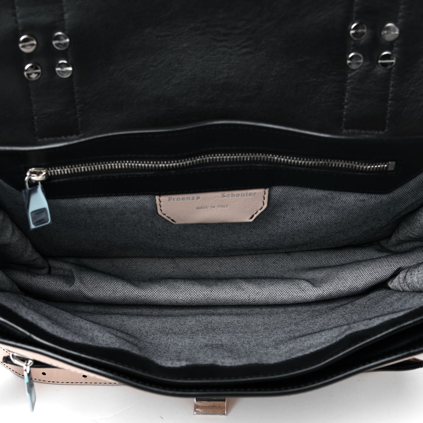 Grained Calfskin Medium Contrast Stitch PS1 Satchel Sand
