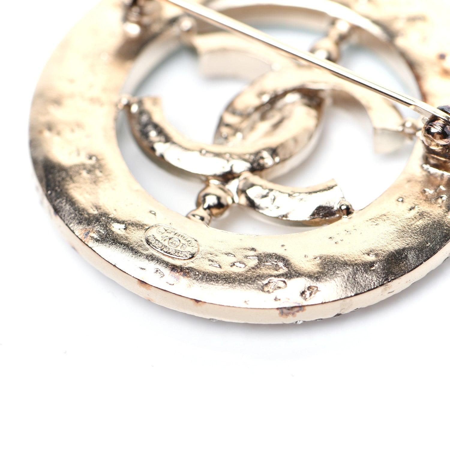 Chanel Crystal CC Brooch Blue Gold 3 of 7