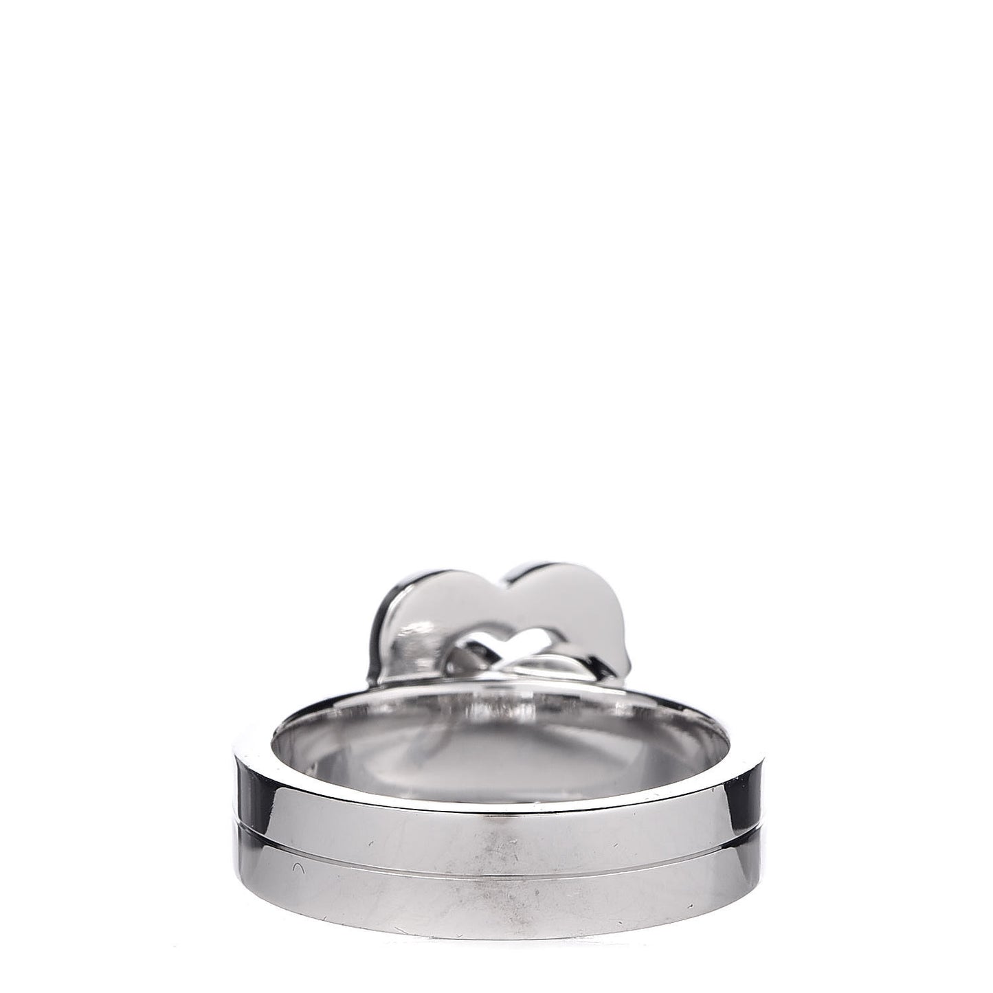 18K White Gold Diamond Double Heart Ring 48 4.5