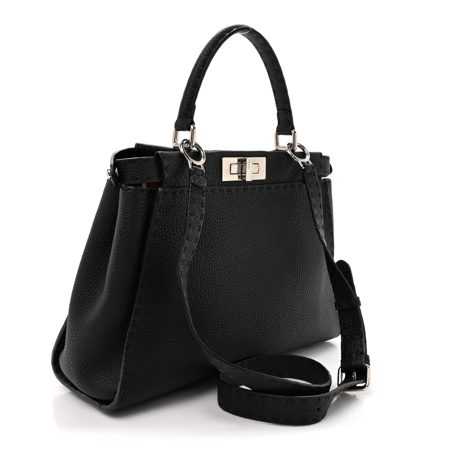 Cuoio Romano Selleria Bi-Color Medium Peekaboo Iconic Satchel Black Mou