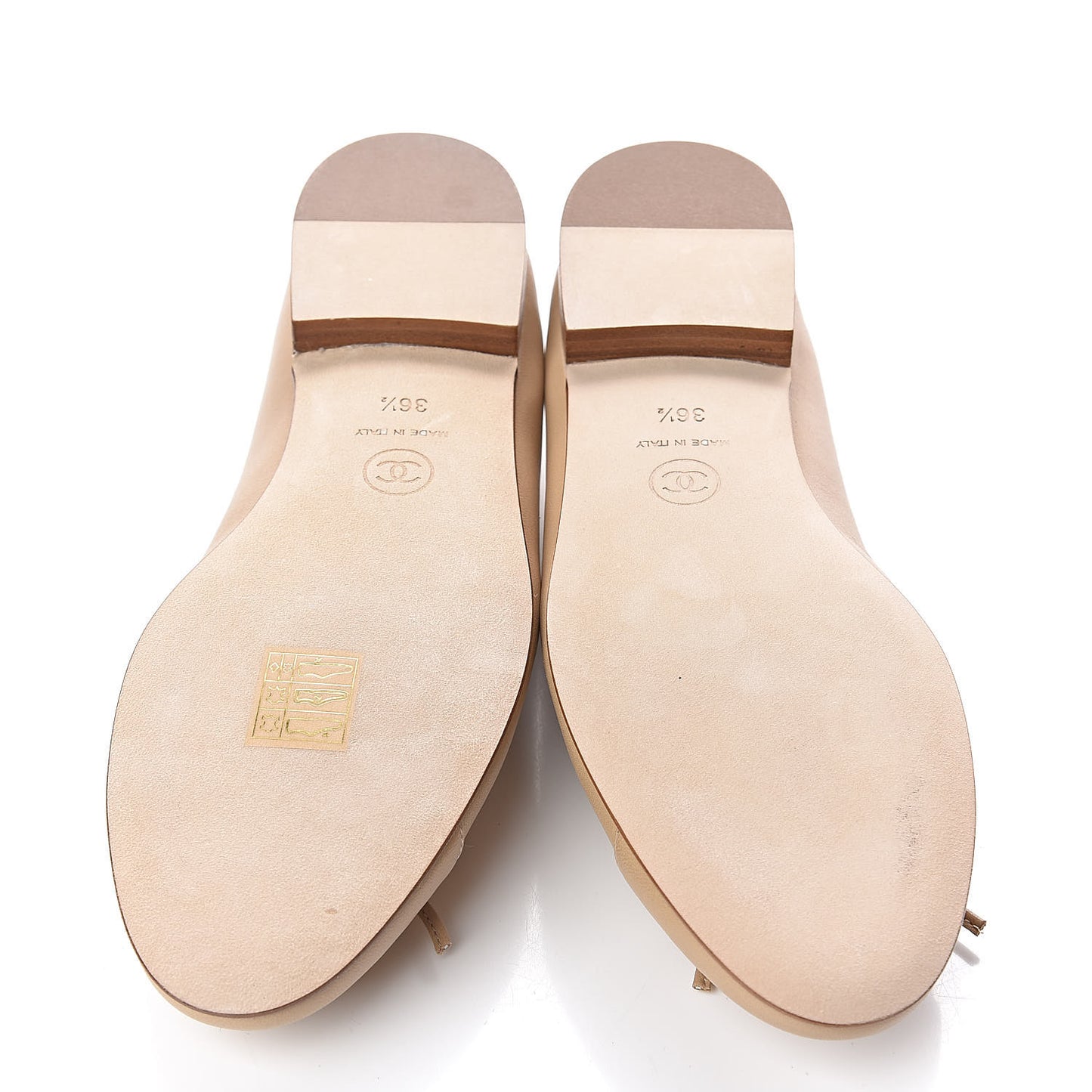 Lambskin Cap Toe CC Ballerina Flats 36.5 Beige