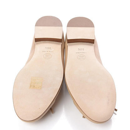 Chanel Lambskin Cap Toe CC Ballerina Flats 36.5 Beige 6 of 10
