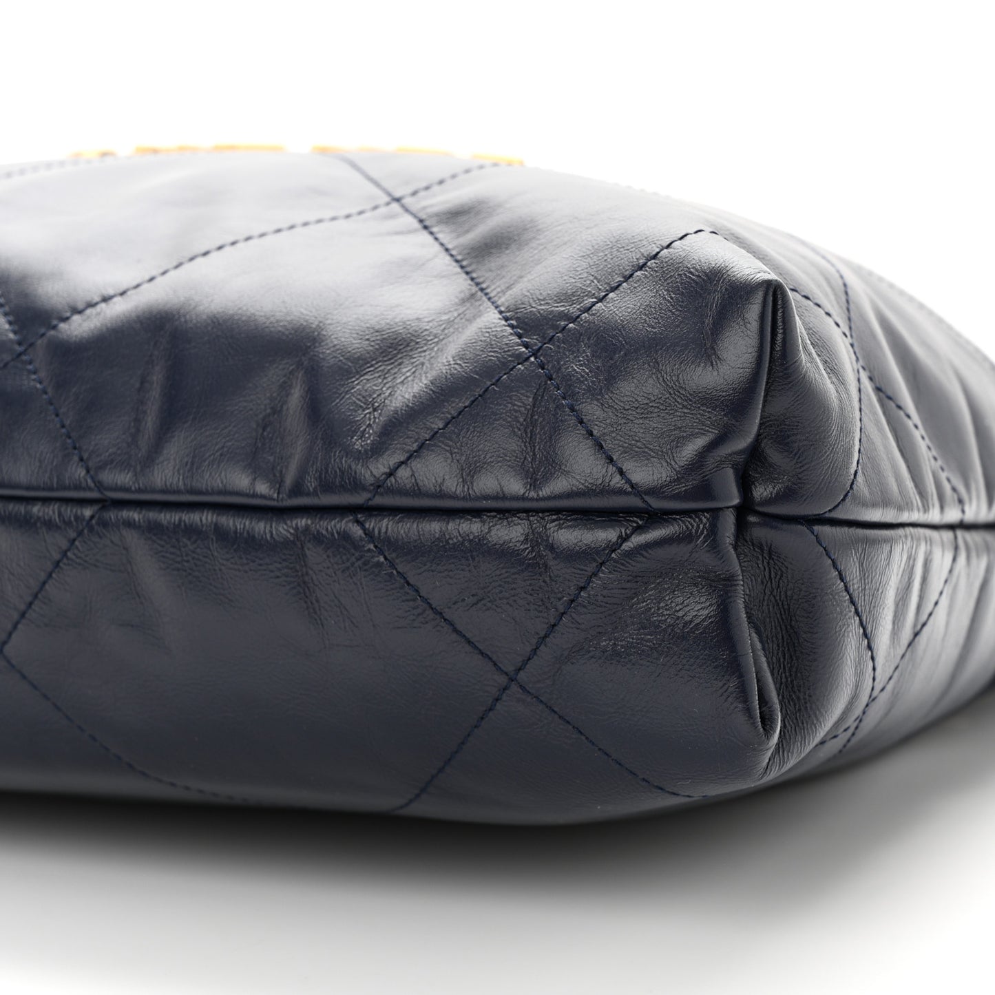 Shiny Calfskin Quilted Small Chanel 22 Navy