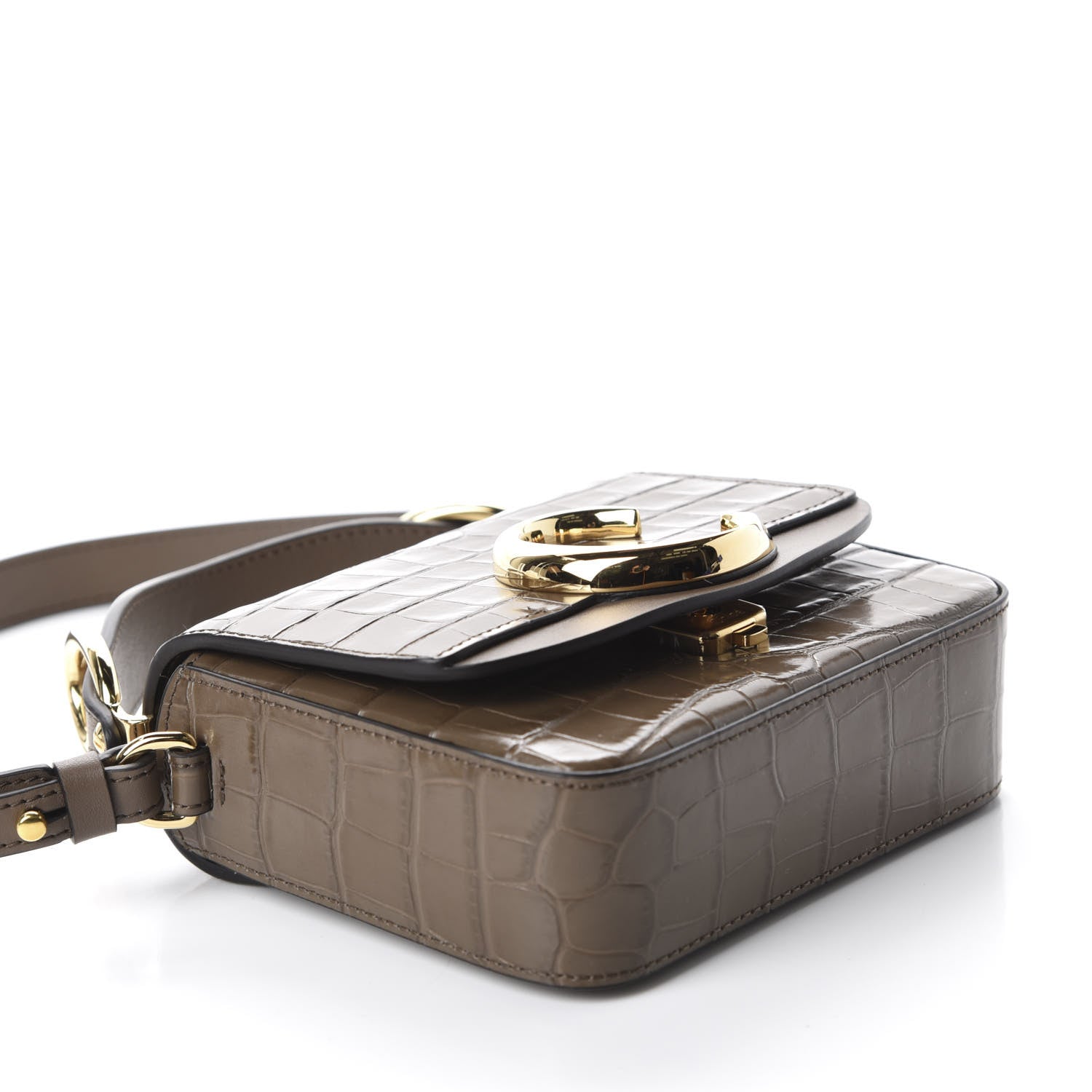 Chloe Calfskin Crocodile Embossed Mini C Bag Army Green 4 of 10