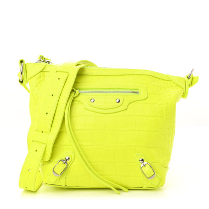 Balenciaga Extra Supple Calfskin Crocodile Embossed Neo Classic Hardware Hobo XS Flou Yellow 1 of 9