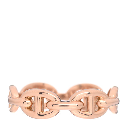 Hermes 18K Rose Gold PM Chaine D'Ancre Enchainee Ring 58 8.25 1 of 5