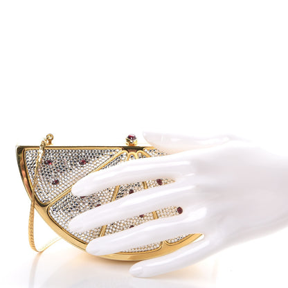 Judith Leiber Crystal Watermelon Slice Minaudiere Clutch Gold 3 of 8