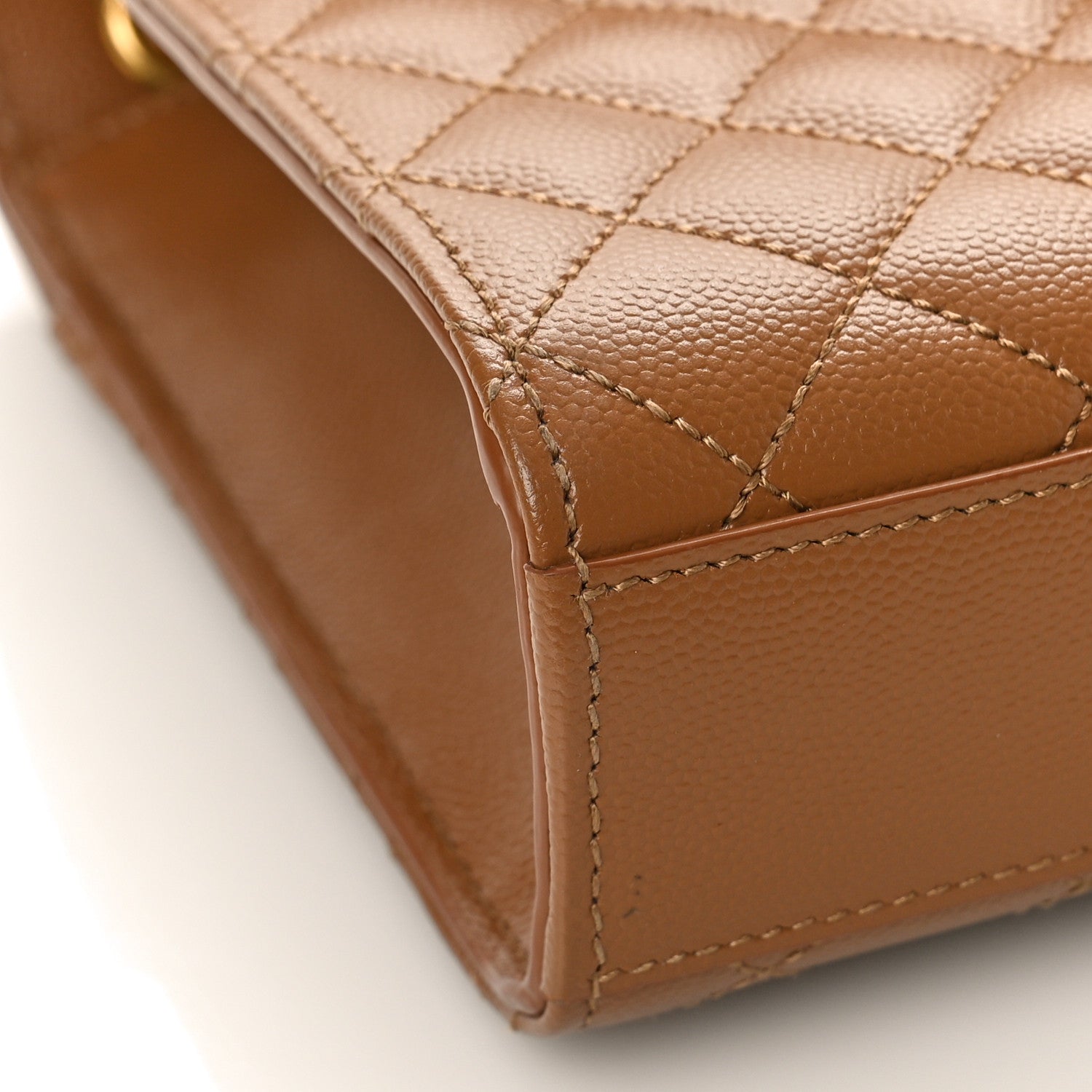 Saint Laurent Grain De Poudre Textured Mixed Matelasse Triquilt Medium Monogram Satchel Tan 7 of 8