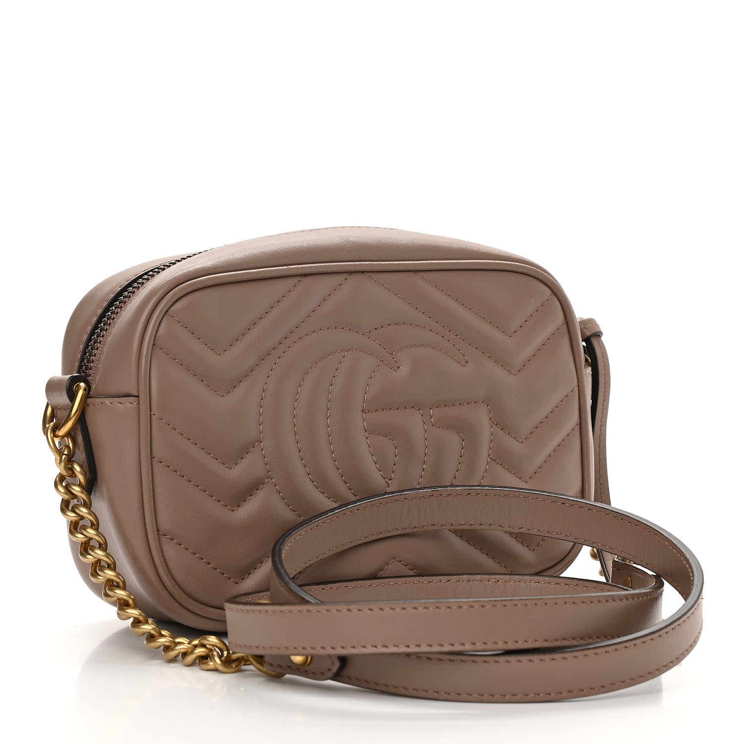 Gucci Calfskin Matelasse Mini GG Marmont Chain Shoulder Bag Porcelain Rose 3 of 10