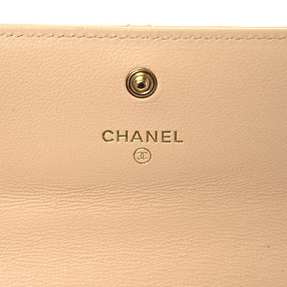 Chanel Shiny Goatskin Quilted Chanel 19 Flap Wallet Beige 6 of 10