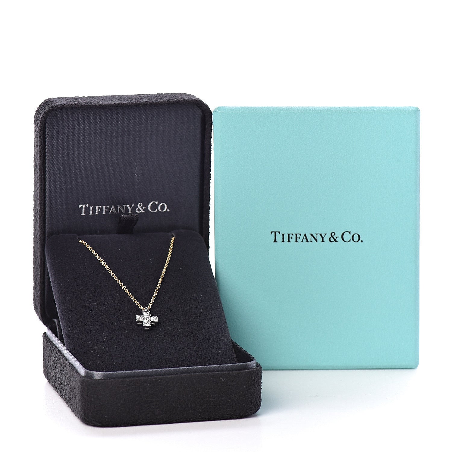 Tiffany 18K Yellow Gold Platinum Diamond Cruciform Cross Pendant Necklace 7 of 7