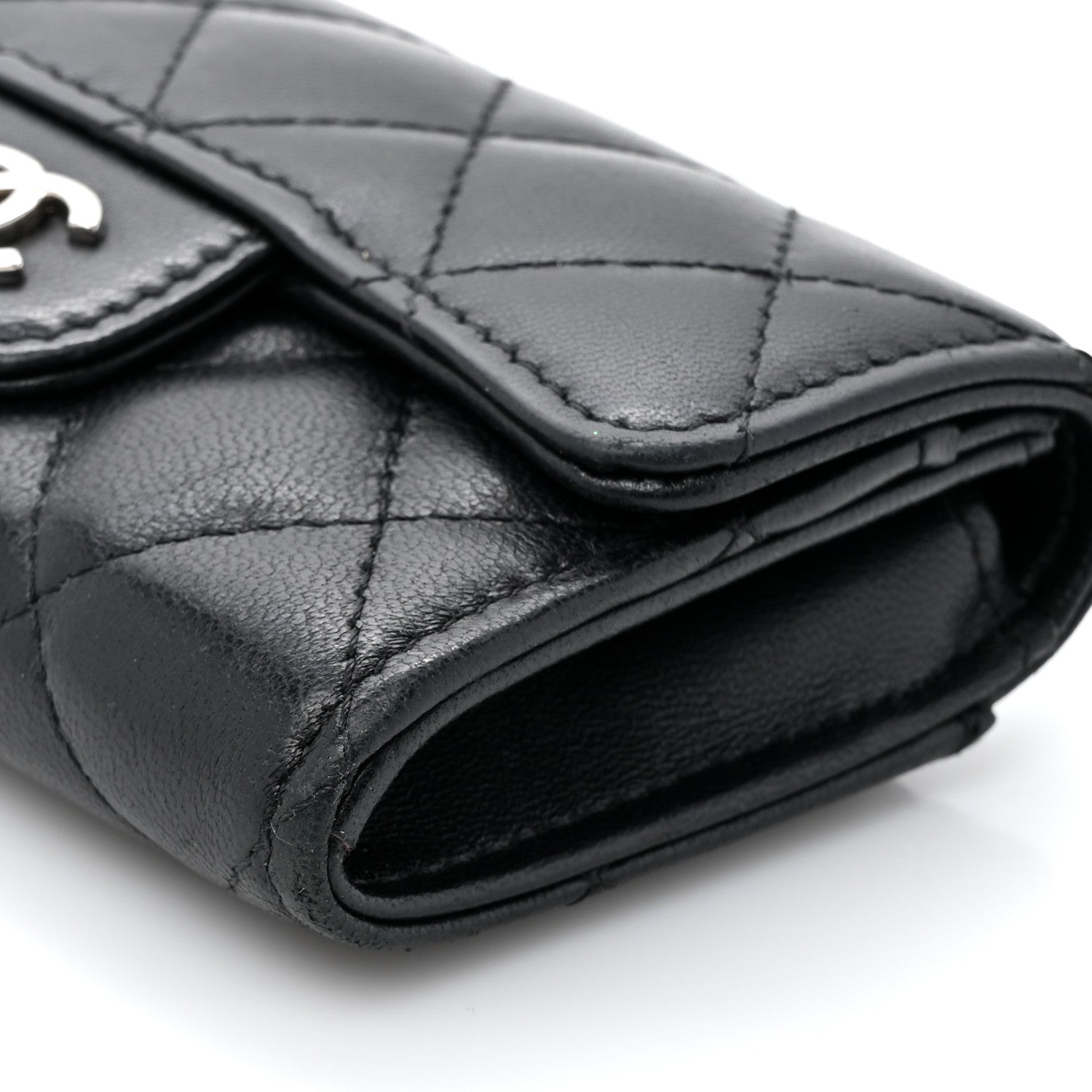 Chanel Lambskin Quilted Flap Card Holder Wallet Black 9 of 13