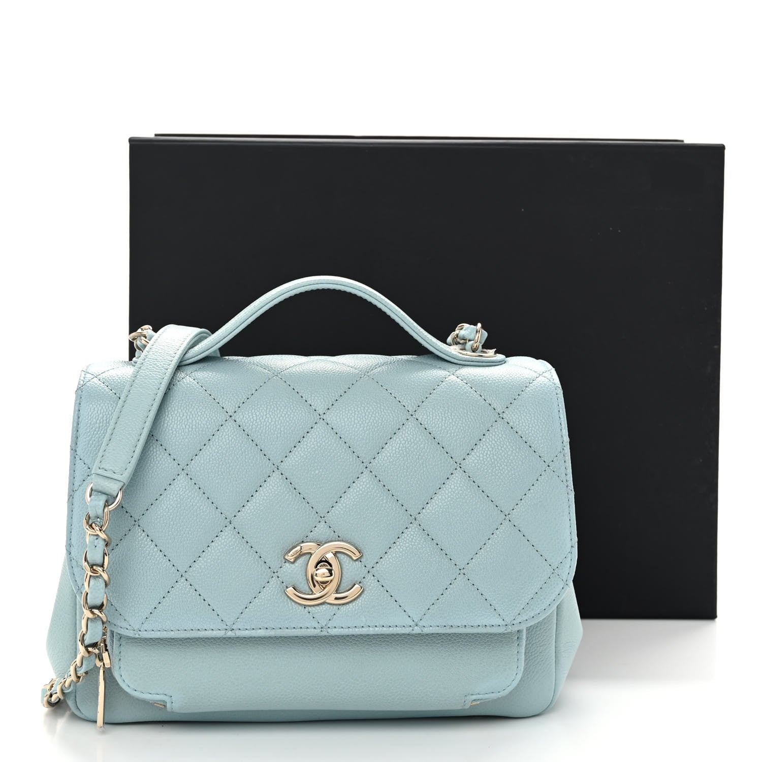 Chanel Caviar Quilted Medium Business Affinity Flap Light Blue 11 of 11