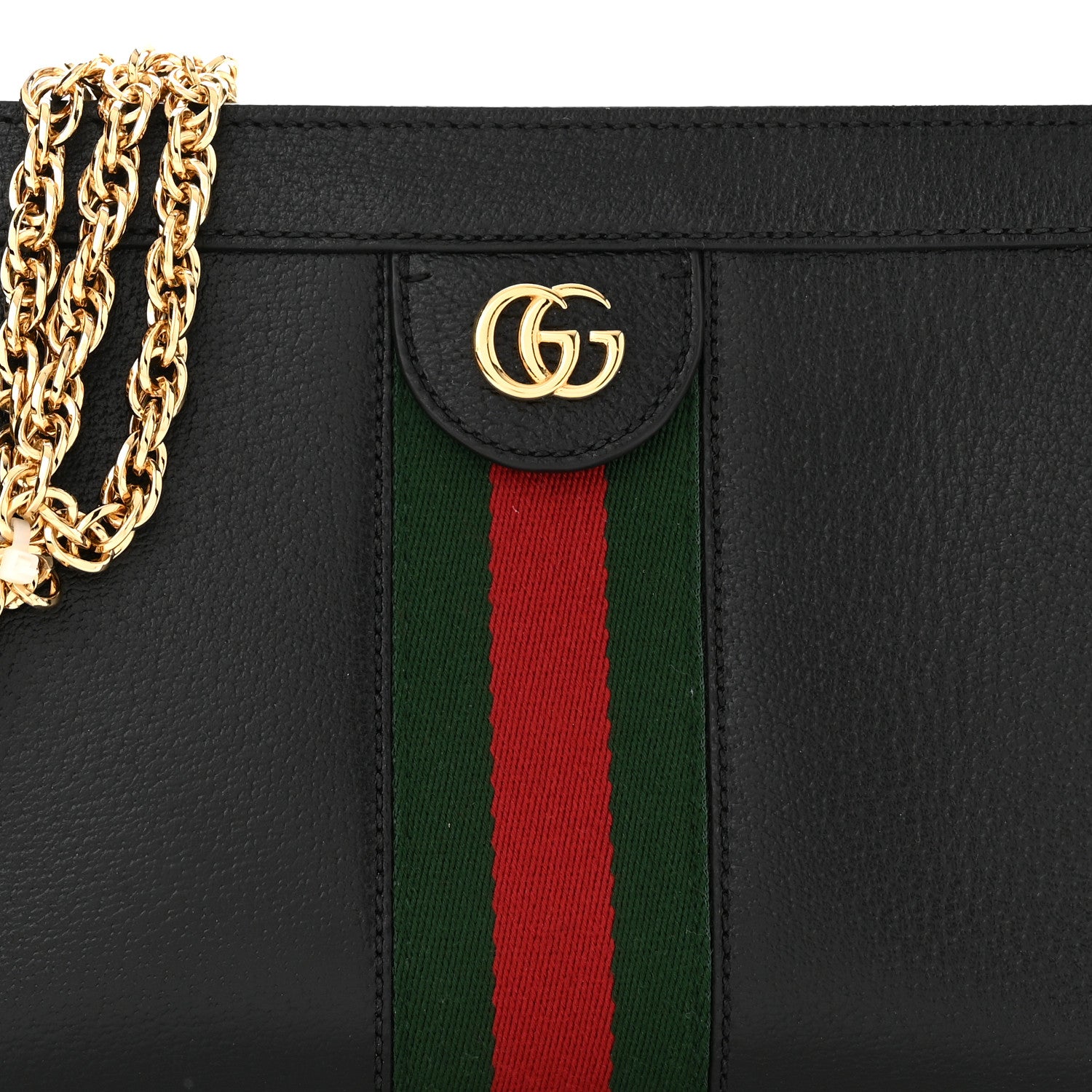 Gucci Calfskin GG Web Small Ophidia Chain Shoulder Bag Black 8 of 11