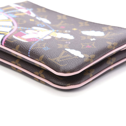 Louis Vuitton Monogram 2020 Christmas Animation Big Wheel Double Zip Pochette Rose Ballerine 7 of 11