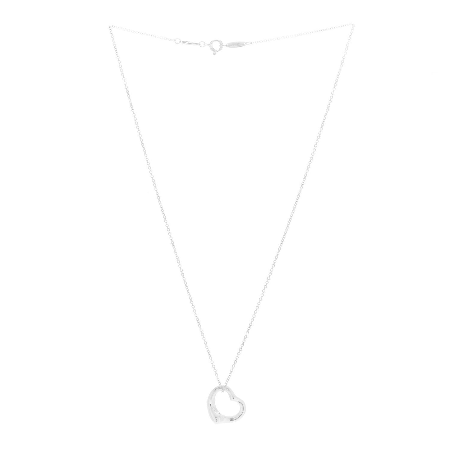 Sterling Silver 16mm Elsa Peretti Open Heart Pendant Necklace