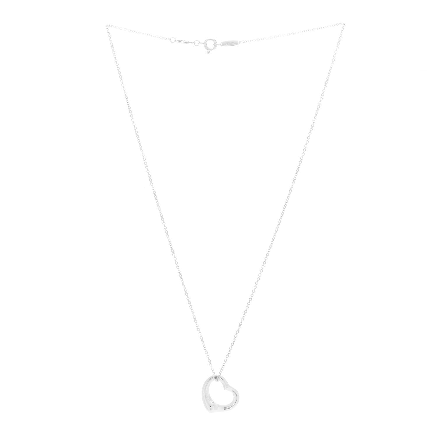 Tiffany Sterling Silver 16mm Elsa Peretti Open Heart Pendant Necklace 3 of 6