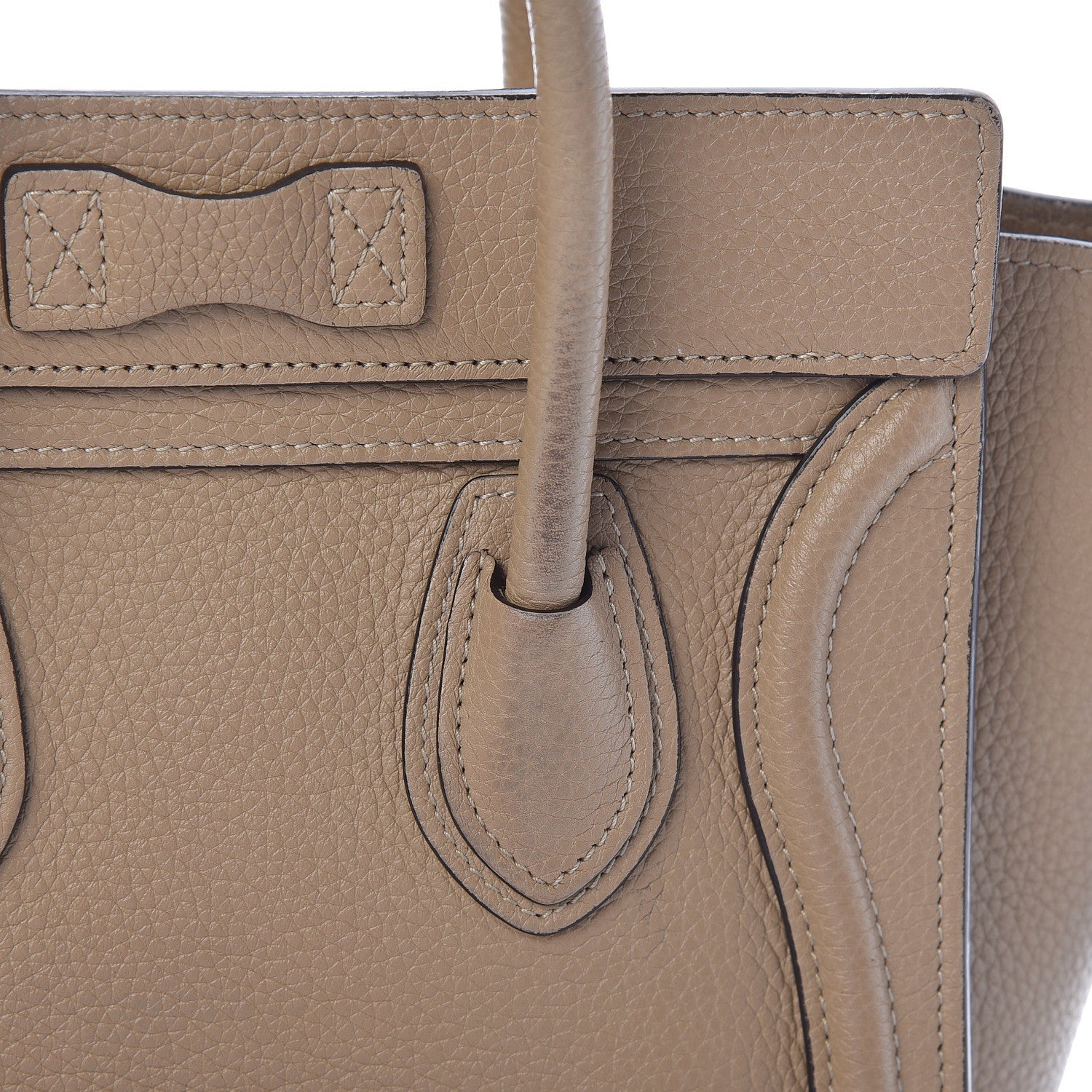 Celine Drummed Calfskin Nano Luggage Dune 13 of 15