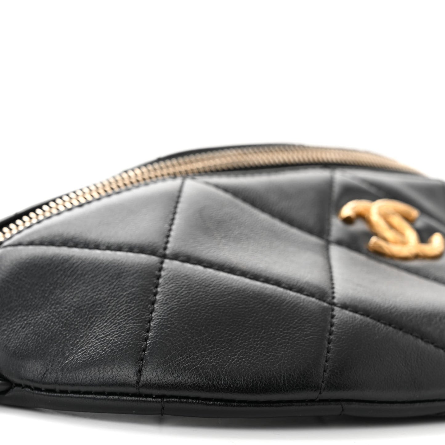 Lambskin Enamel Quilted Waist Bag Black