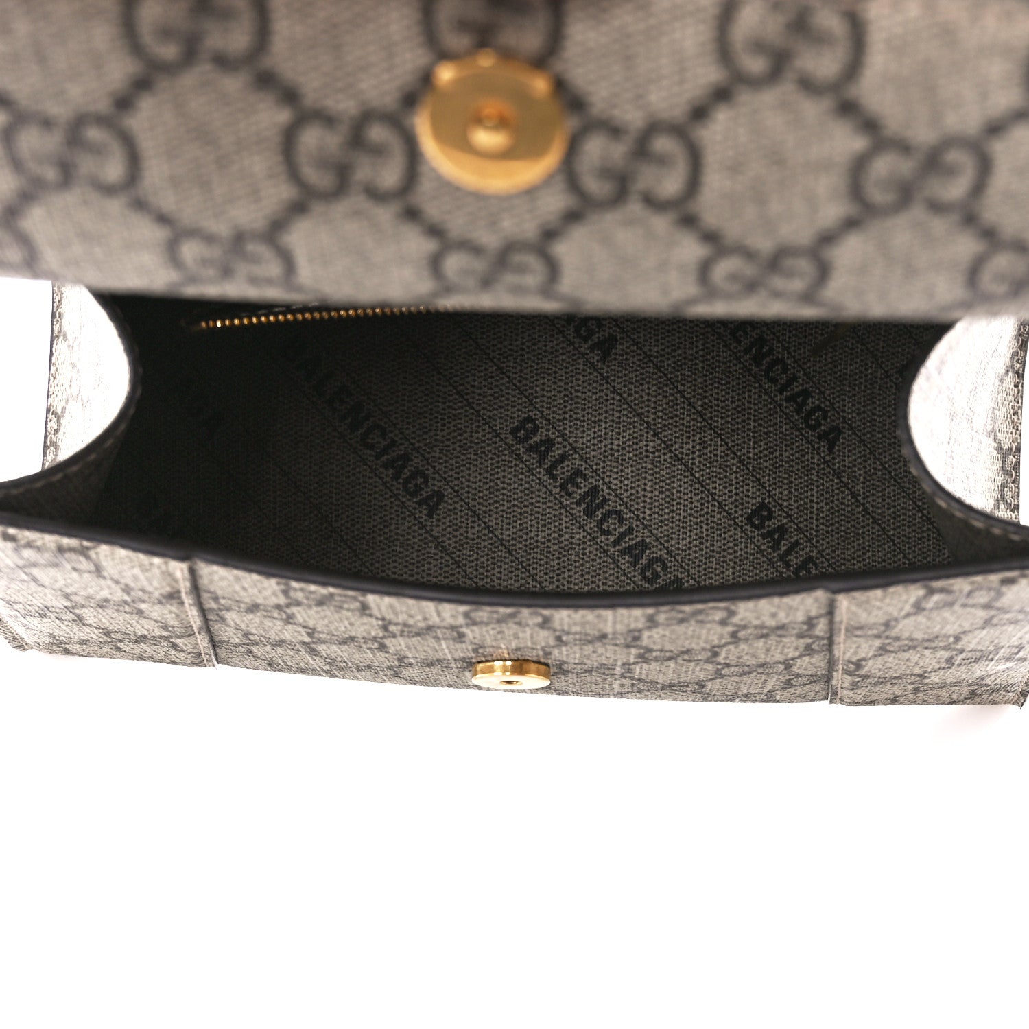 Balenciaga X GUCCI GG Supreme Monogram Small Hourglass Top Handle Bag Beige Ebony 5 of 11