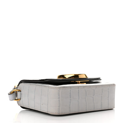 Chloe Crocodile Embossed Calfskin Mini C Double Carry Stormy Grey 4 of 9