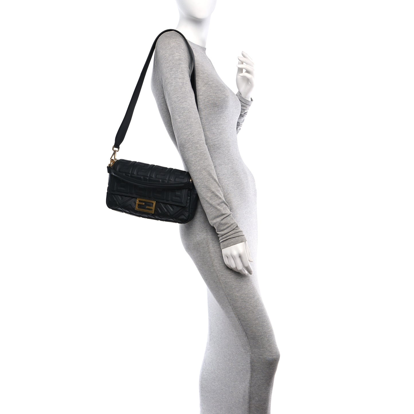 Nappa FF 1974 Embossed Baguette Black