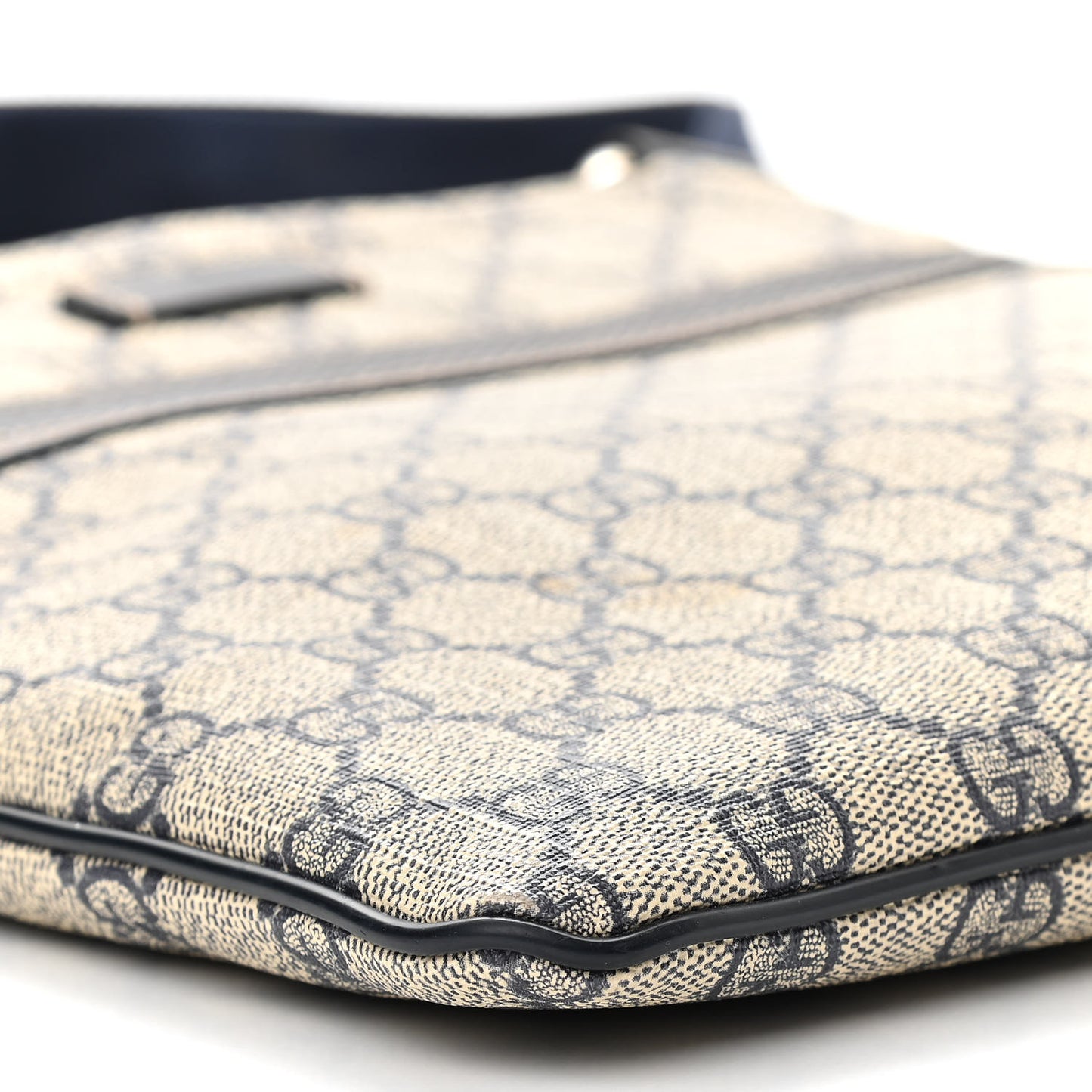 GG Supreme Monogram Small Flat Side Zip Messenger Bag Beige Blue