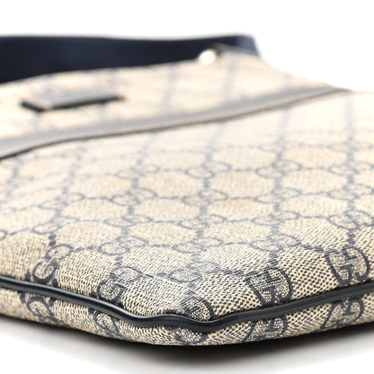 Gucci GG Supreme Monogram Small Flat Side Zip Messenger Bag Beige Blue 9 of 10