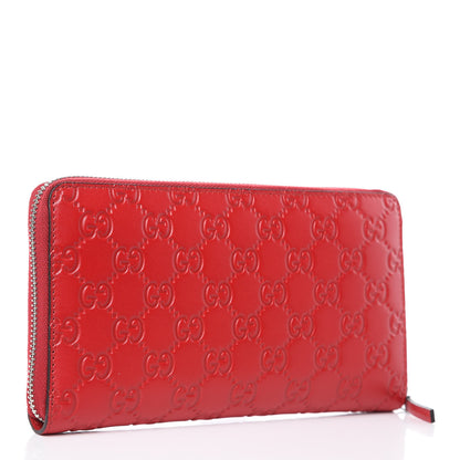 Gucci Guccissima Signature Zip Around Organizer Wallet Hibiscus Red 3 of 8