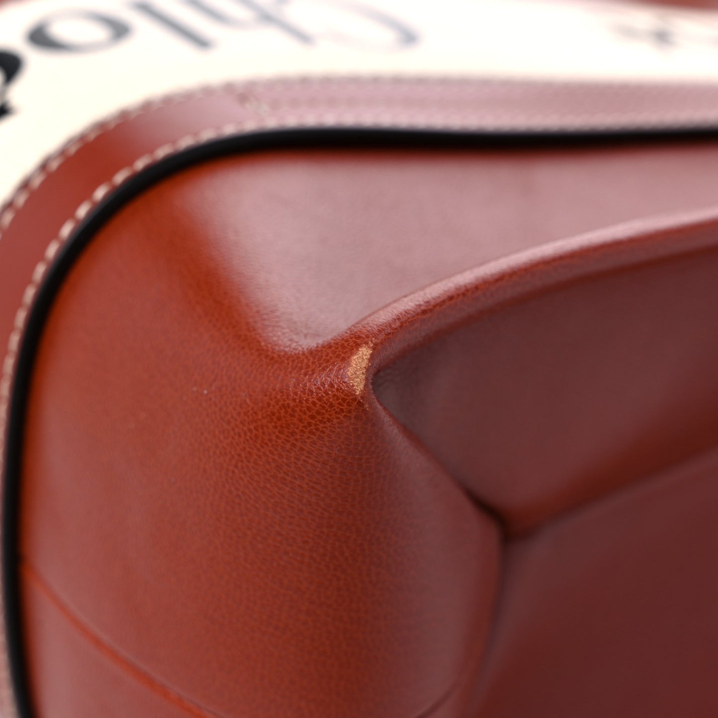 Calfskin Medium Woody Ribbon Tote Sepia Brown