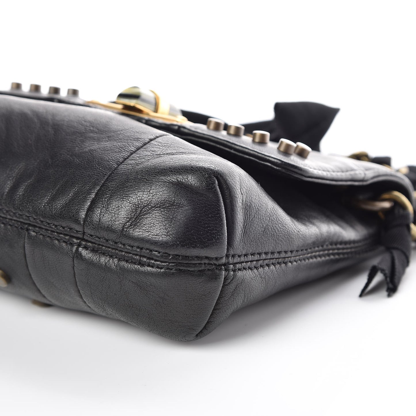 Lambskin Patchwork Studded Mini Happy Pop Crossbody Black