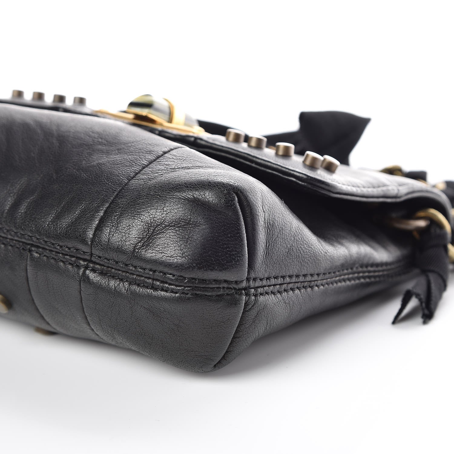 Lanvin Lambskin Patchwork Studded Mini Happy Pop Crossbody Black 6 of 9