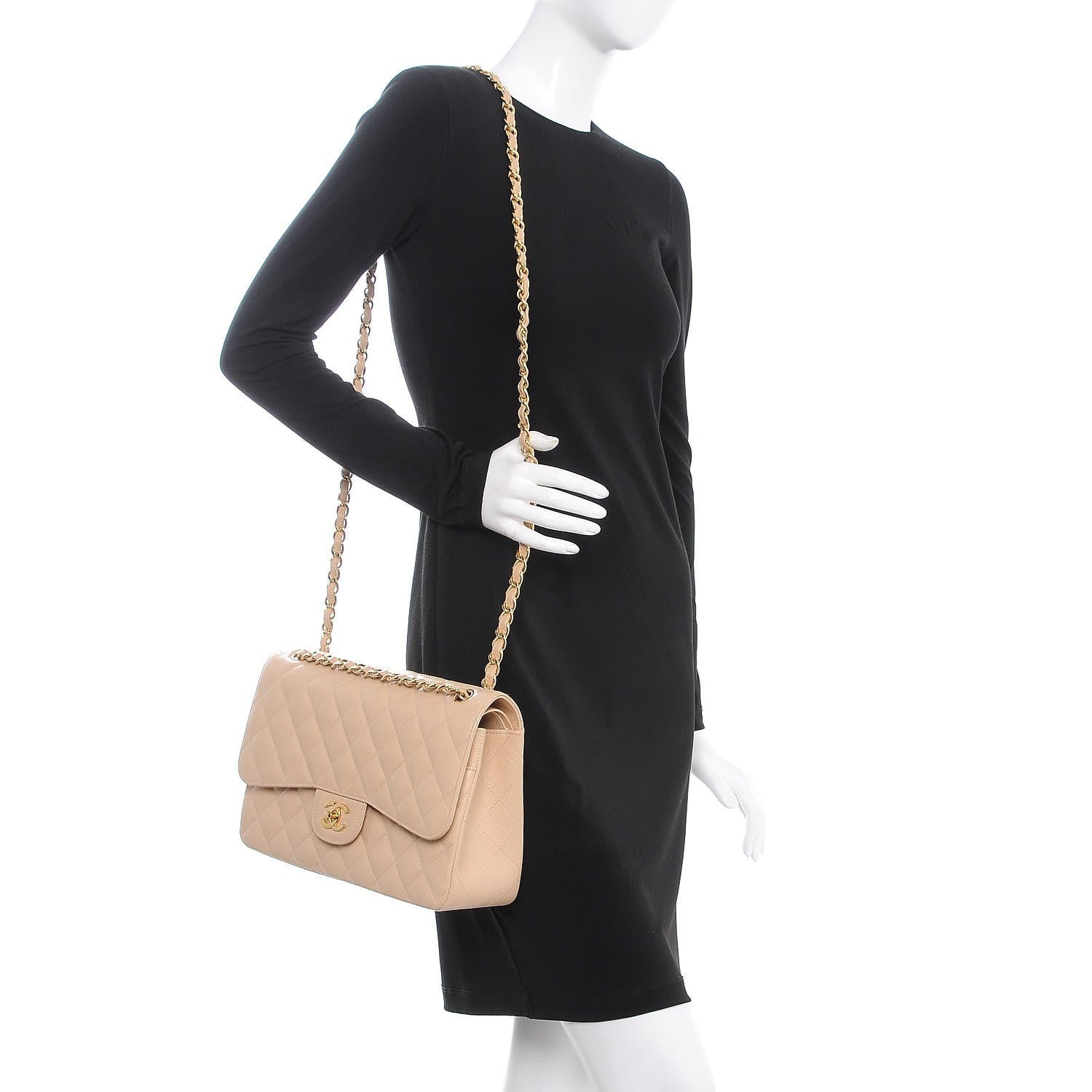 Chanel Caviar Quilted Jumbo Double Flap Beige Clair 2 of 12