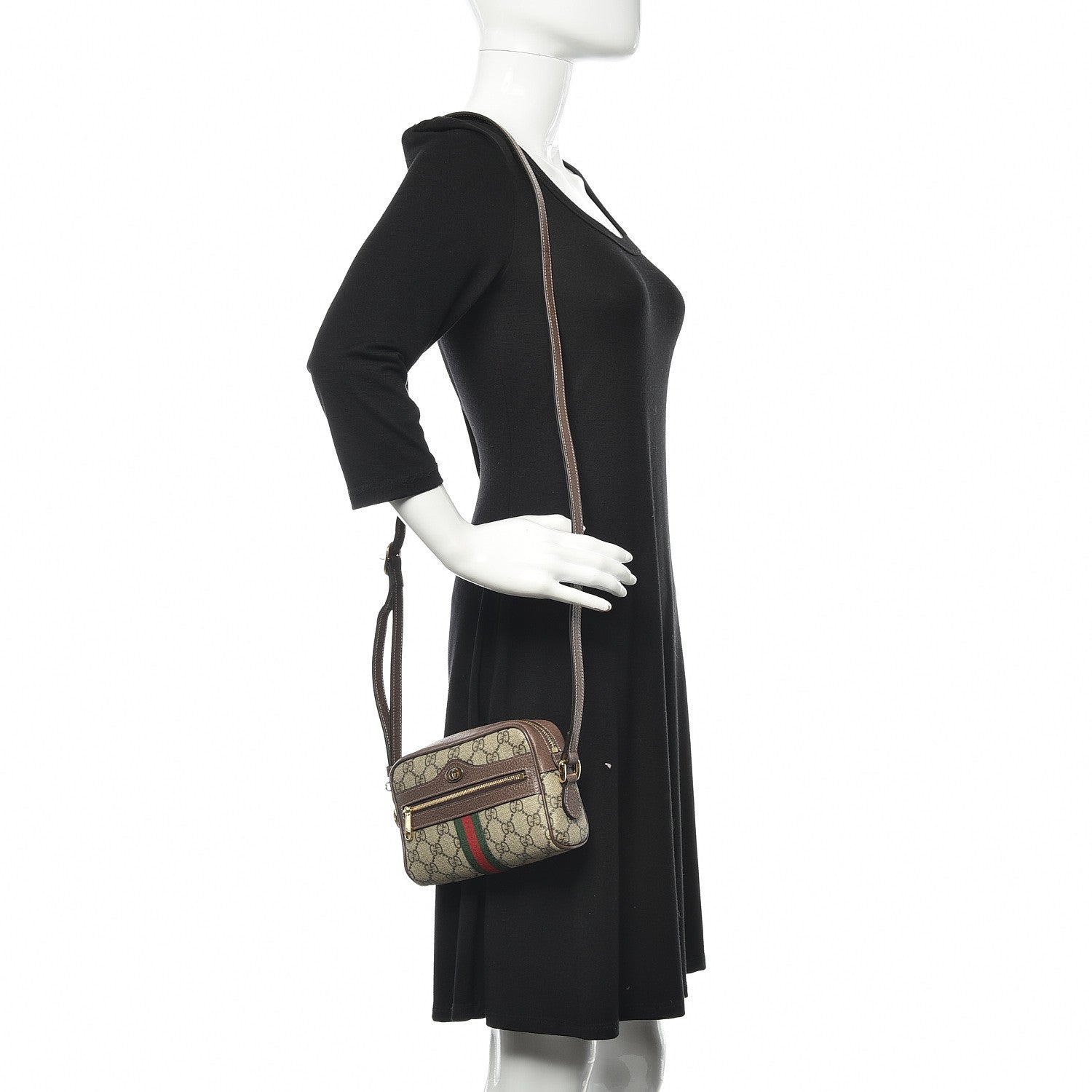 Gucci GG Supreme Monogram Web Mini Ophidia Shoulder Bag Brown 2 of 11