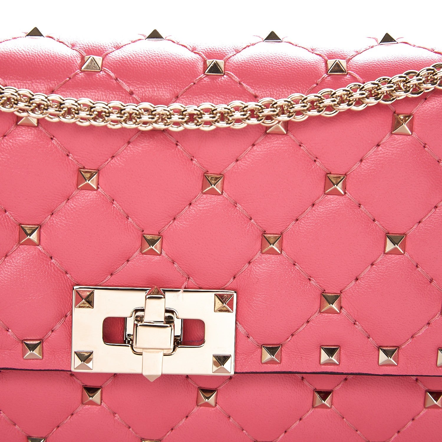 Valentino Garavani Nappa Rockstud Spike Wallet On Chain Paradise Rose 8 of 8