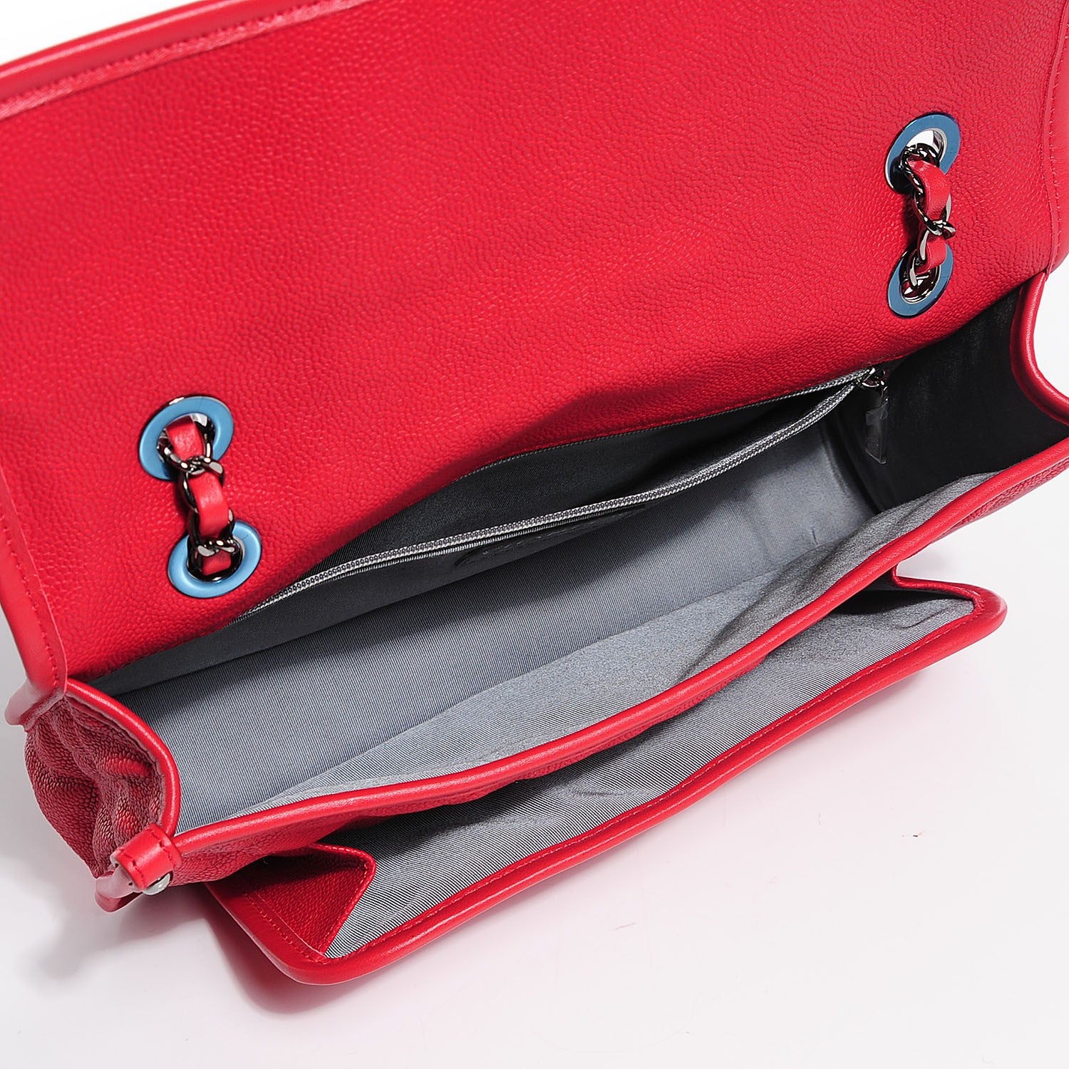 Chanel Iridescent Caviar Quilted Medium French Riviera Flap Red 5 of 9