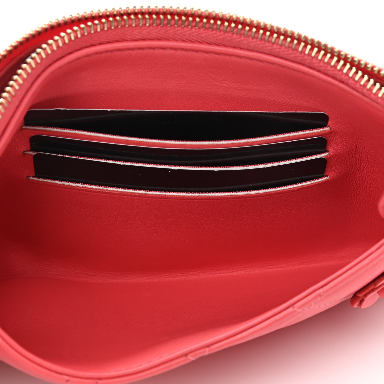 Chanel Lambskin Quilted Camellia Pouch With Handle Red 6 of 11
