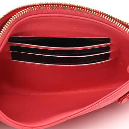 Chanel Lambskin Quilted Camellia Pouch With Handle Red 6 of 11