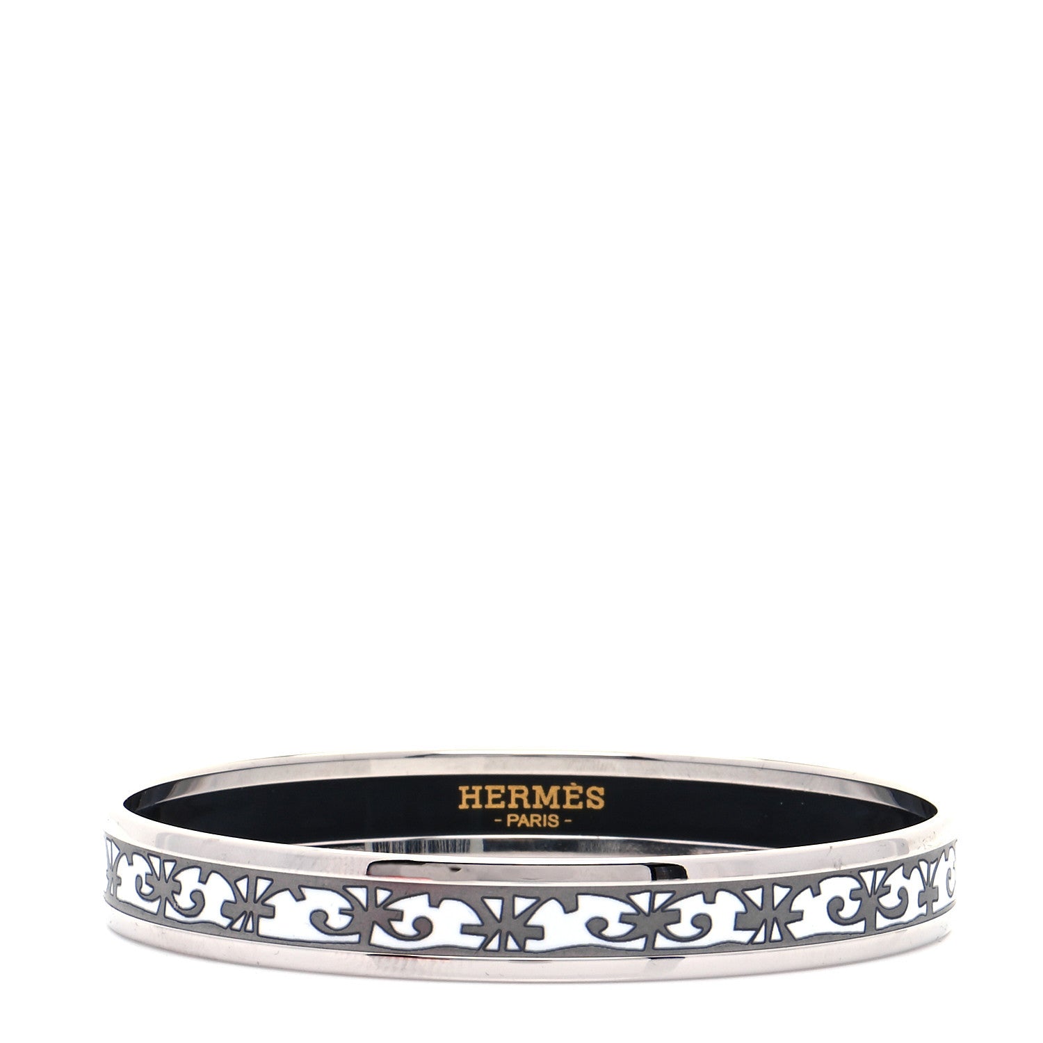 Hermes Enamel Printed Narrow Balcons Du Guadalquivir Bracelet 65 Platine 1 of 7