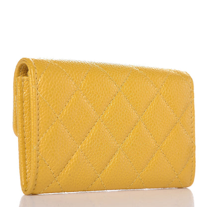 Chanel Caviar Quilted Flap Card Holder Yellow 3 of 9