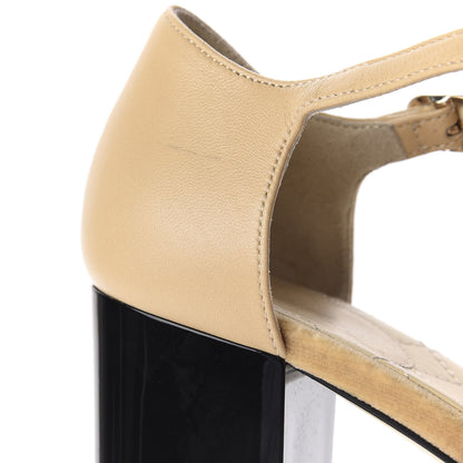 Chanel Lambskin Patent Grosgrain Pearl Camellia Pumps 37 Beige Black 16 of 18