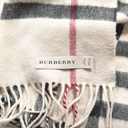 Burberry Cashmere Giant Check Fringe Scarf Stone 3 of 3