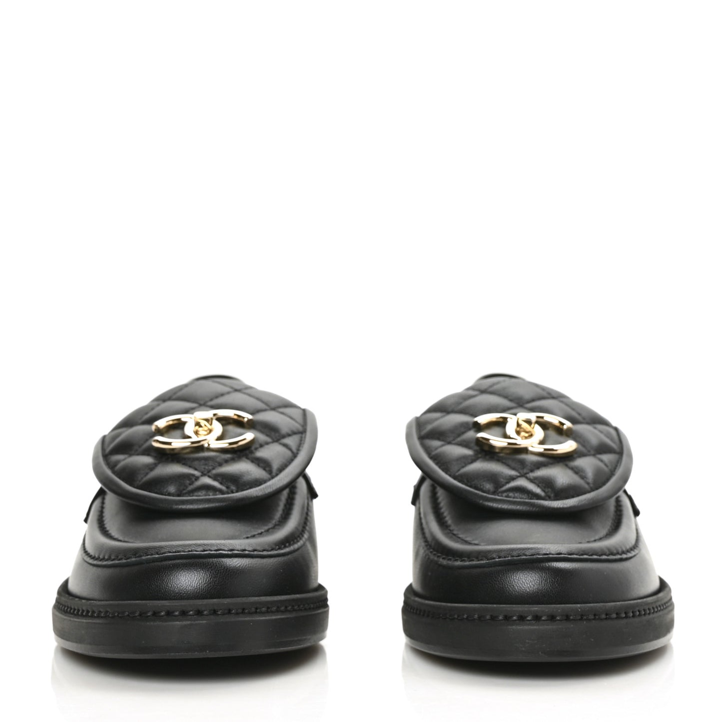 Lambskin Quilted CC Turnlock Loafers 38 Black