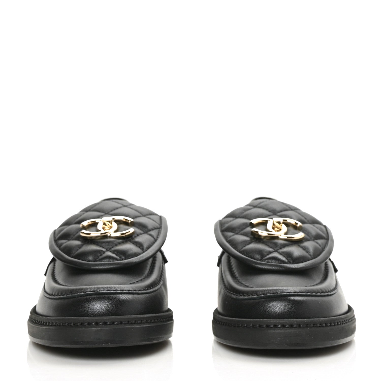 Chanel Lambskin Quilted CC Turnlock Loafers 38 Black 2 of 9