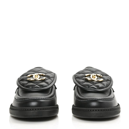 Chanel Lambskin Quilted CC Turnlock Loafers 38 Black 2 of 9