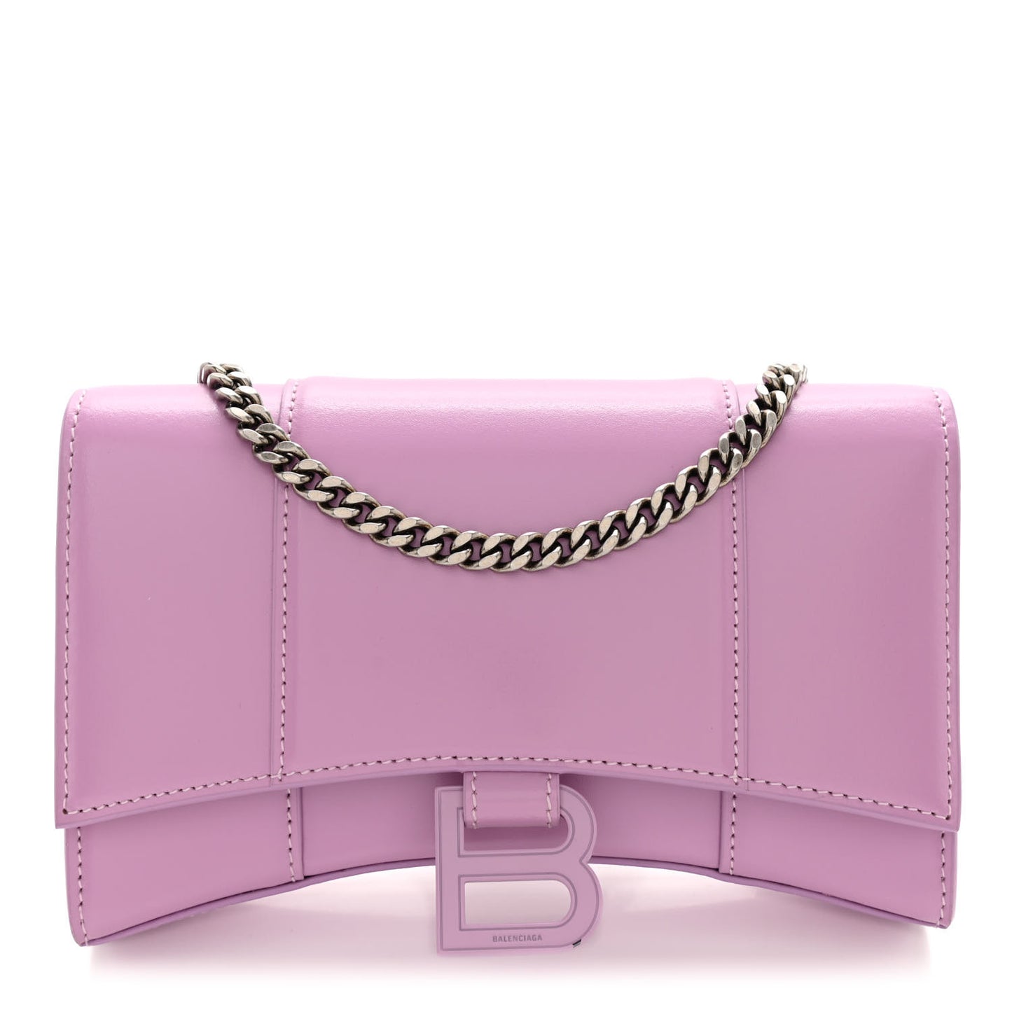 Shiny Box Calfskin Tonal B Hourglass Chain Bag Liliac