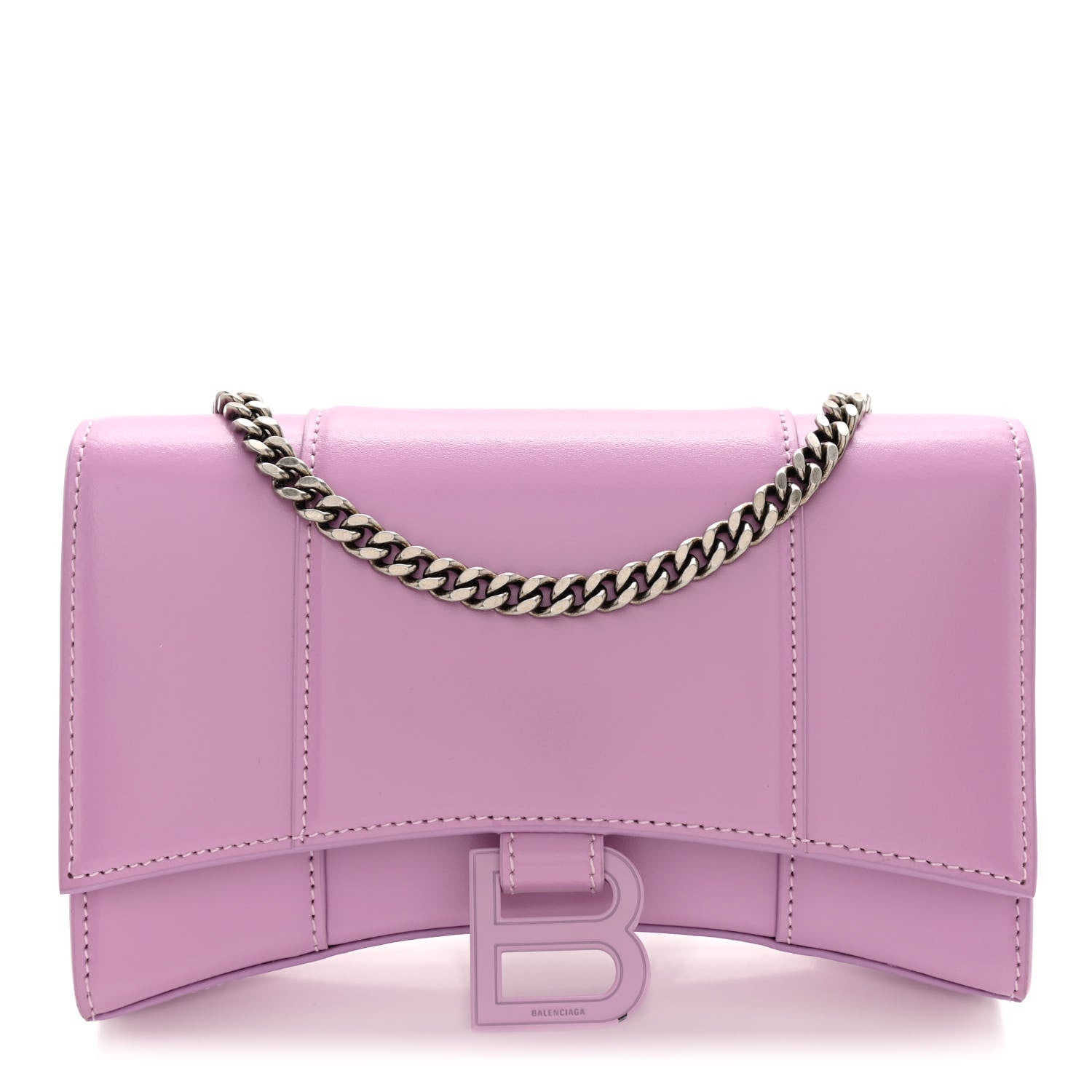 Balenciaga Shiny Box Calfskin Tonal B Hourglass Chain Bag Liliac 1 of 8